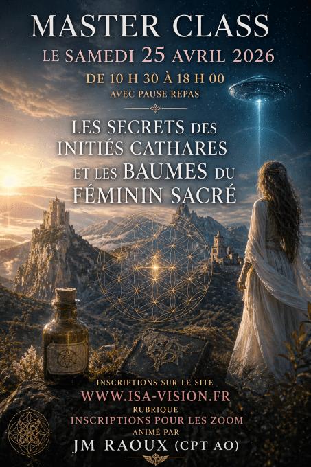 atelier zoom du samedi 25 AVRIL  2026 : LES SECRETS DES INITIES CATHARES ET LES BAUMES FEMININS SACR